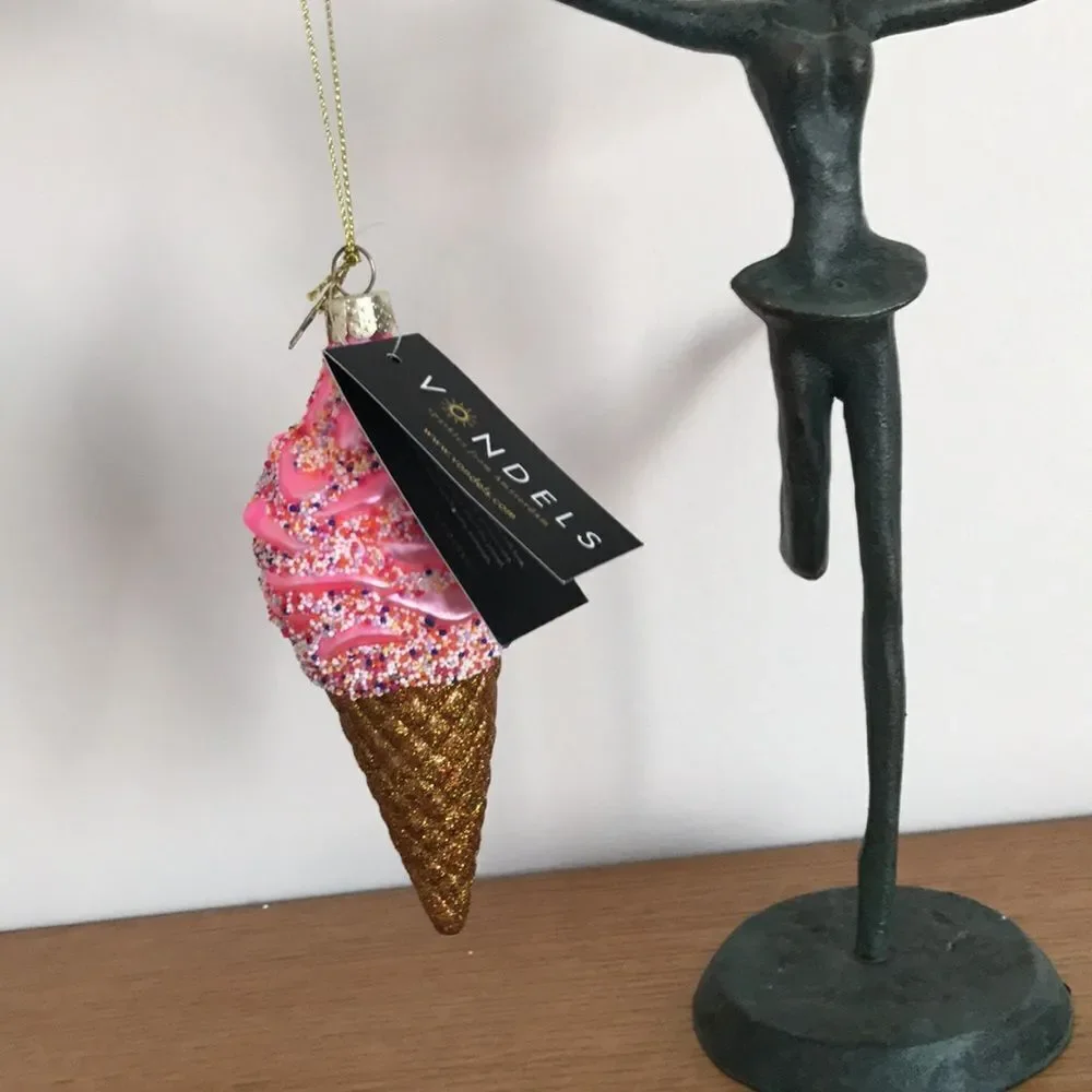 Anthropologie Vondels Ice Cream Cone Ornament Set of Two.